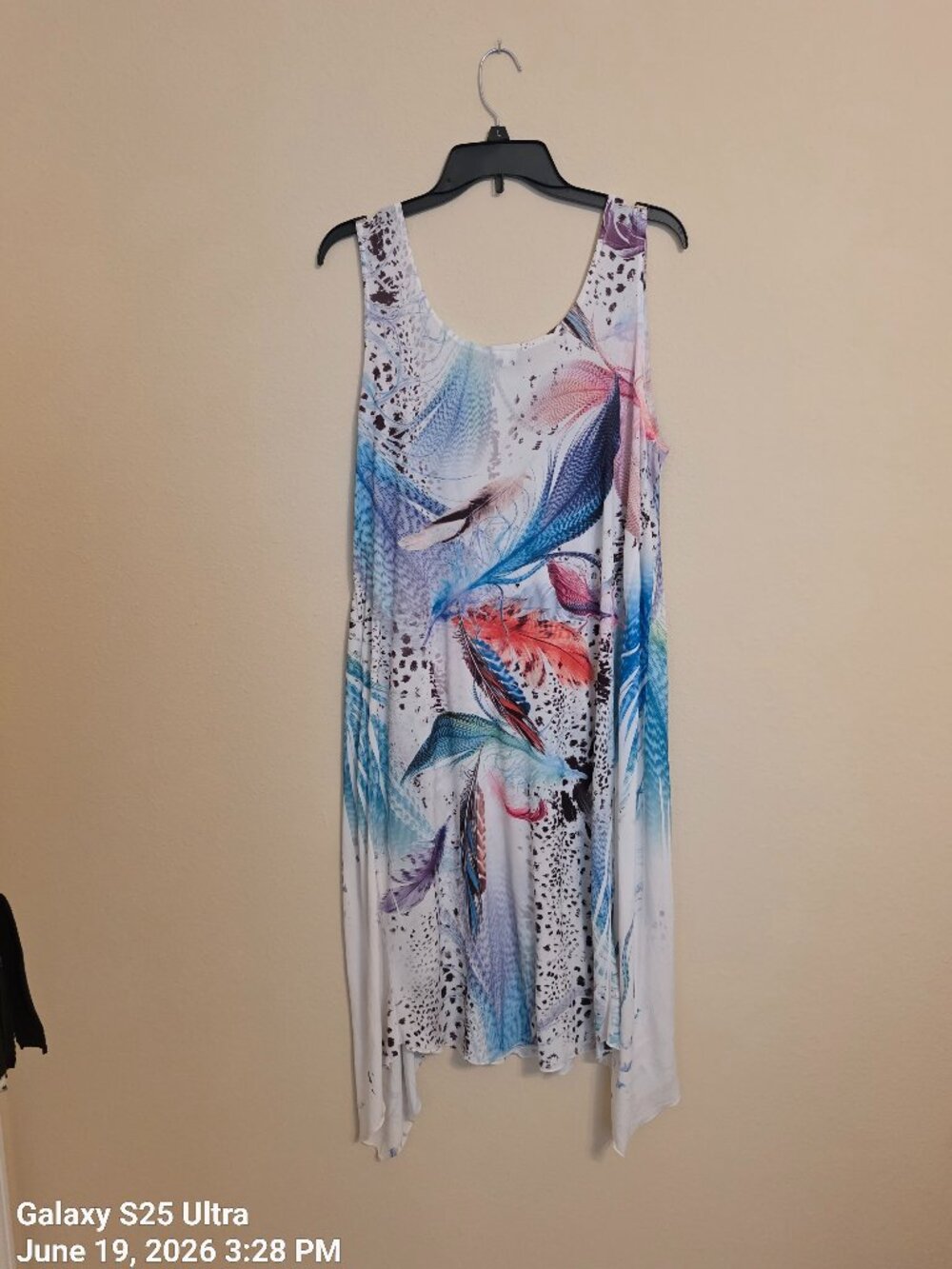 Jostar Tropical Print Slinky Tank Dress with Sparkle Accents Size L - Picture 3 of 4